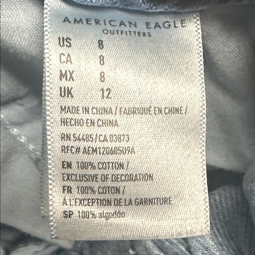 AEO Mom Short Button Fly Paperbag Waist Denim Shorts Blue Light Wash 8‎ - Picture 10 of 11